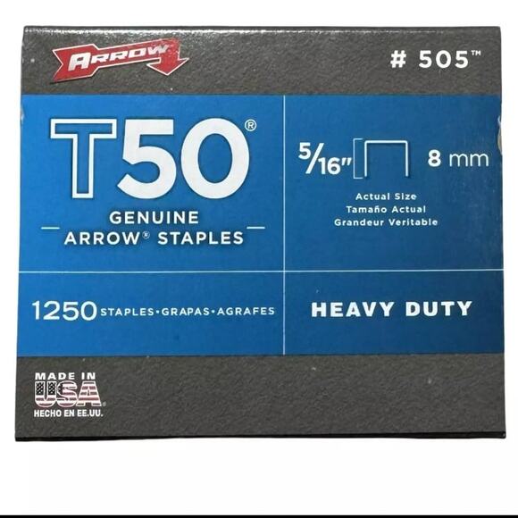 Arrow 5/16" T50 Genuine Arrow Heavy Duty Staples 1250 Pack - Picture 1 of 3